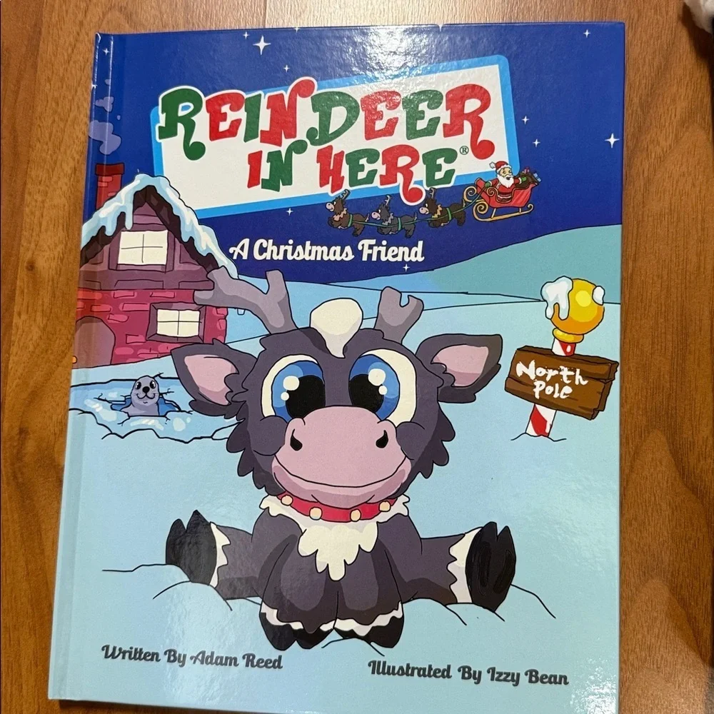 Reindeer in here Christmas book and matching thermal slipper socks NWT